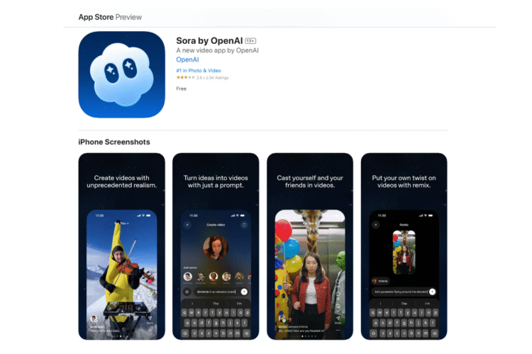 Aplikasi Sora by OpenAI baru hadir eksklsuif di iOS untuk pengguna di AS dan Kanada.