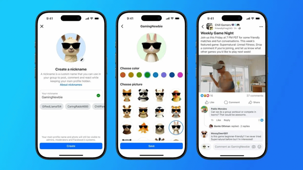 Kini Anda Bisa Pilih Nama Samaran di Grup Facebook
